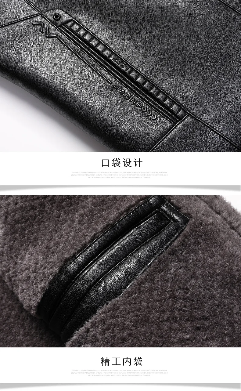 Add Fleece and Thickening Winter Dad Leather Jacket for Middle-aged Grandpa Fur Collar Middle-aged Men's Coat for Warmth