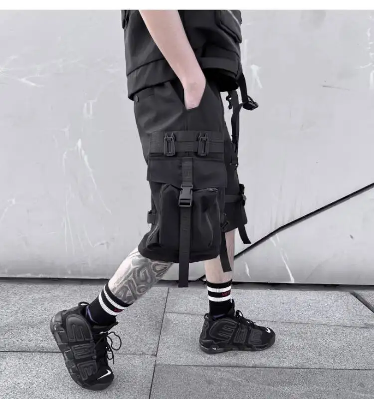 HKSH Summer Functional Tide Shorts Men's Tide Tactical Dark Loose Techwear Straight Knee Length Pants Multi Pocket Capris HK0665
