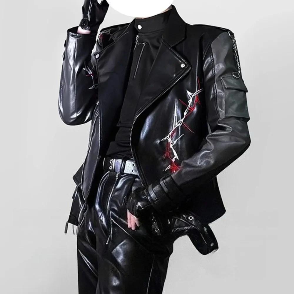 Love And Deepspace Sylus Cosplay Costume Adult Unisex PU Jackets Long Sleeve Casual Top Bomber Coat for シン 진운 Halloween Clothes