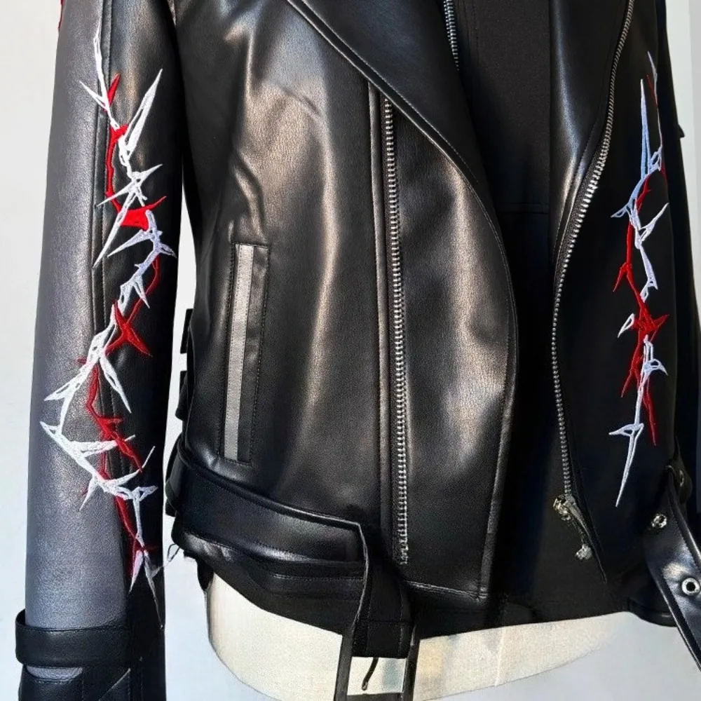 Love And Deepspace Sylus Cosplay Costume Adult Unisex PU Jackets Long Sleeve Casual Top Bomber Coat for シン 진운 Halloween Clothes