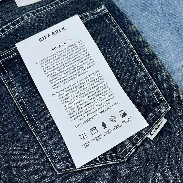 Heavy straight leg jeans men American retro May khaki trend pants blue wash old wear