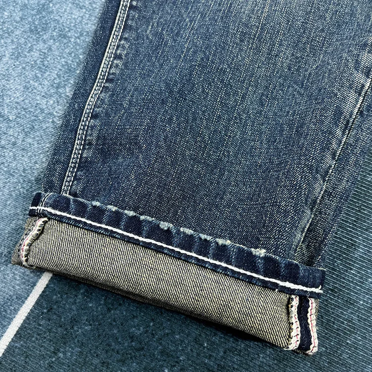 Heavy straight leg jeans men American retro May khaki trend pants blue wash old wear