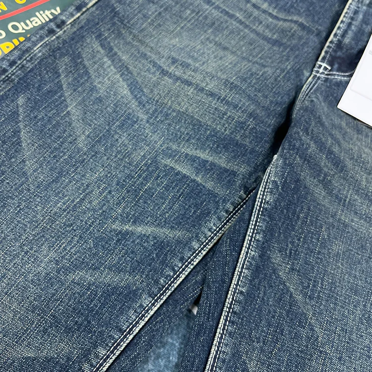 Heavy straight leg jeans men American retro May khaki trend pants blue wash old wear