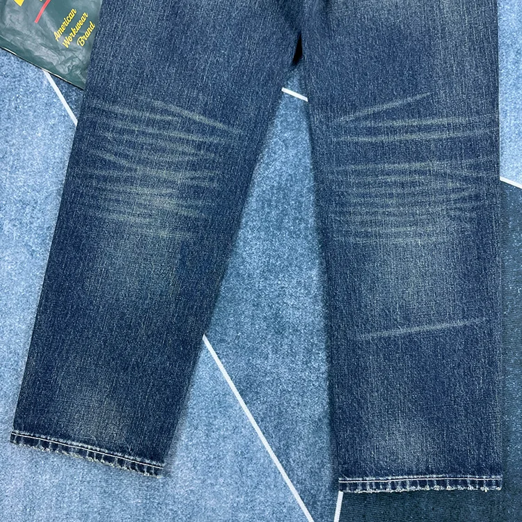 Heavy straight leg jeans men American retro May khaki trend pants blue wash old wear