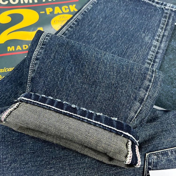 Heavy straight leg jeans men American retro May khaki trend pants blue wash old wear