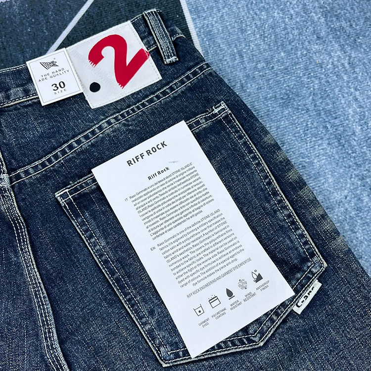 Heavy straight leg jeans men American retro May khaki trend pants blue wash old wear