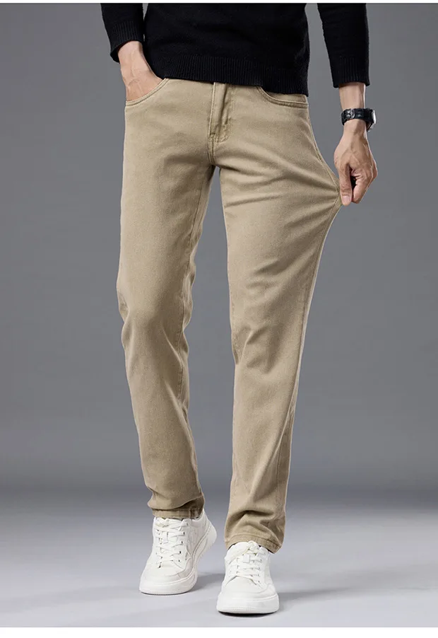 High end autumn new business jeans men's 2025 trendy brand slim fit straight tube elastic versatile casual long pants