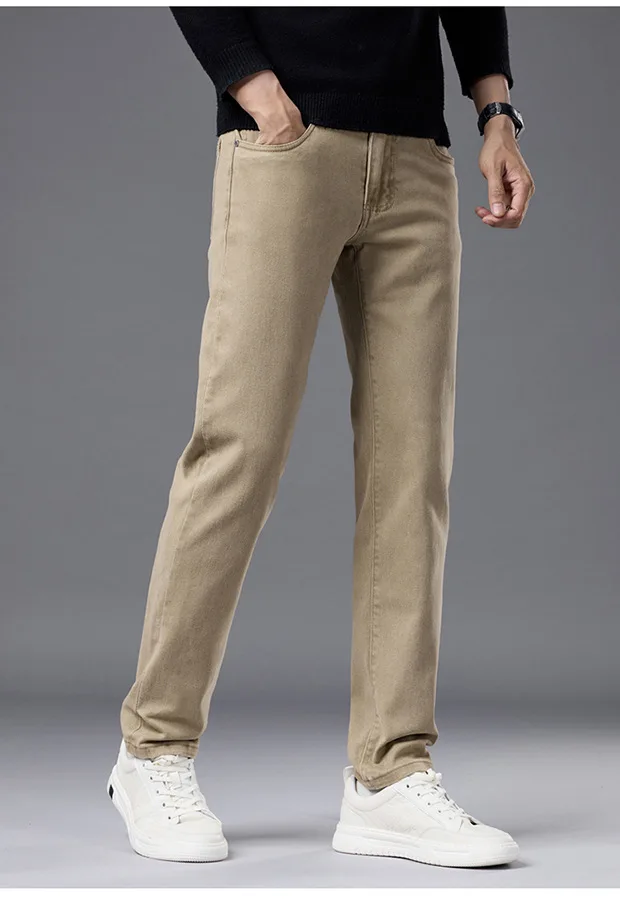 High end autumn new business jeans men's 2025 trendy brand slim fit straight tube elastic versatile casual long pants