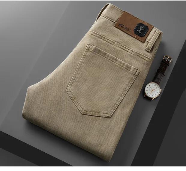 High end autumn new business jeans men's 2025 trendy brand slim fit straight tube elastic versatile casual long pants