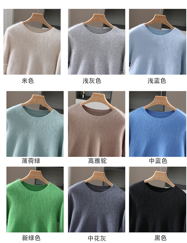 Men's 100% Mink Cashmere Round Neck Knitted Short Sleeved Loose Solid Color Half Sleeved Simple T-Shirt Casual Business Clothing