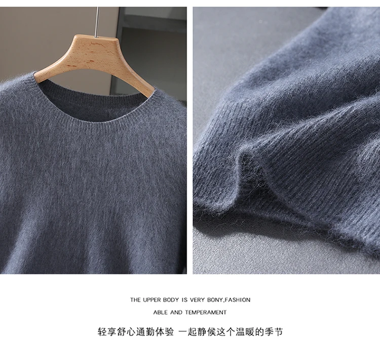 Men's 100% Mink Cashmere Round Neck Knitted Short Sleeved Loose Solid Color Half Sleeved Simple T-Shirt Casual Business Clothing