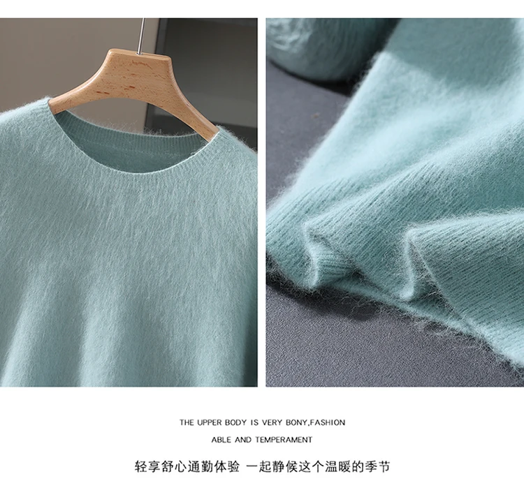 Men's 100% Mink Cashmere Round Neck Knitted Short Sleeved Loose Solid Color Half Sleeved Simple T-Shirt Casual Business Clothing