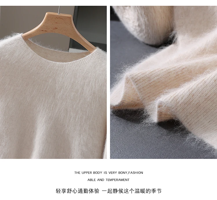 Men's 100% Mink Cashmere Round Neck Knitted Short Sleeved Loose Solid Color Half Sleeved Simple T-Shirt Casual Business Clothing