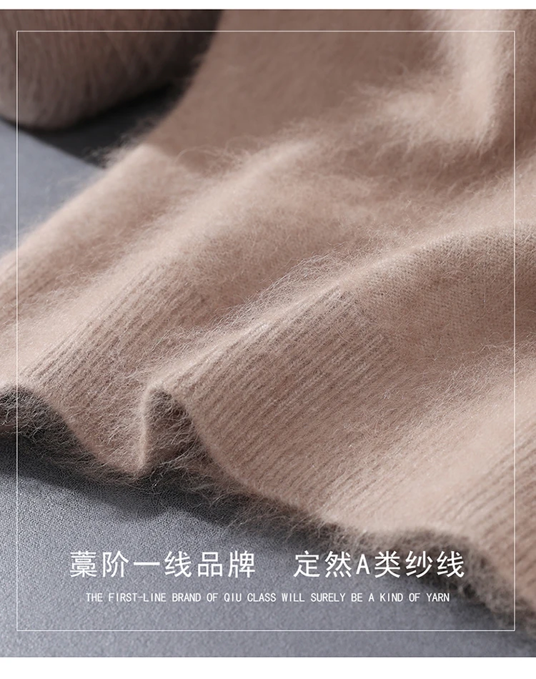 Men's 100% Mink Cashmere Round Neck Knitted Short Sleeved Loose Solid Color Half Sleeved Simple T-Shirt Casual Business Clothing