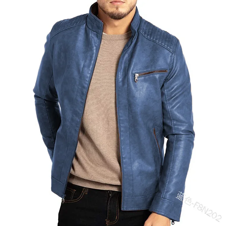 Leather Jacket Streetwear Casual Blazer Jackets Men Leather Suit Jacket Slim Blazer Pu Coat Fashion Male Outerwear Zipper Coat