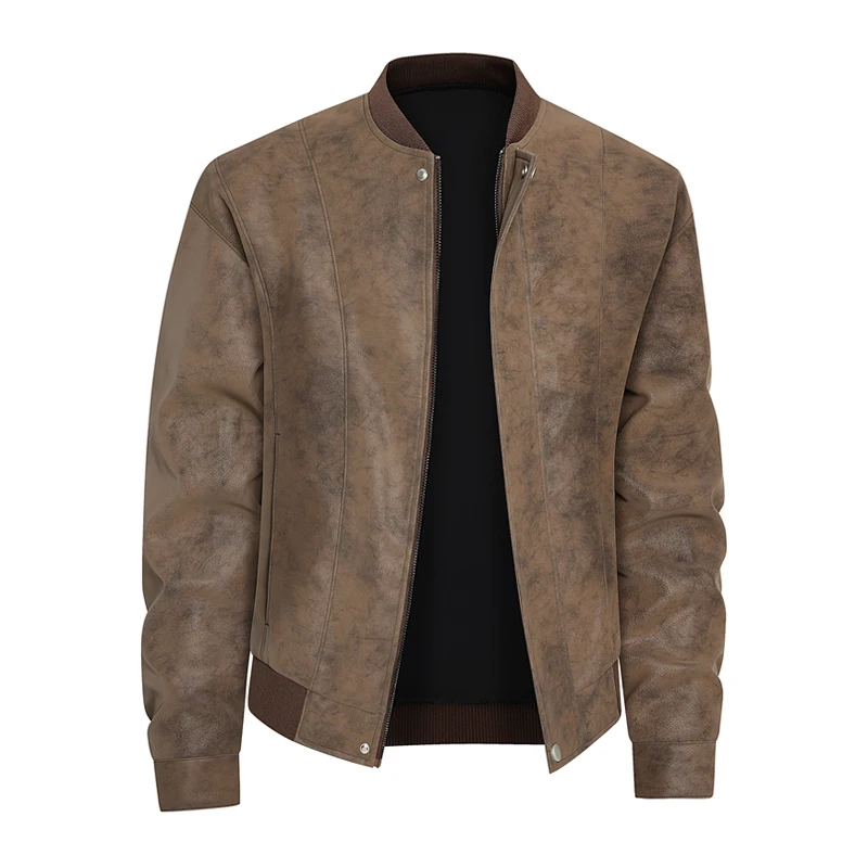 8XL Big&Tall Mens Suede PU Leather Jacket Casual Stand Collar Plus Size Windproof Motorcycle Bomber Jackets Moto Biker Outerwear