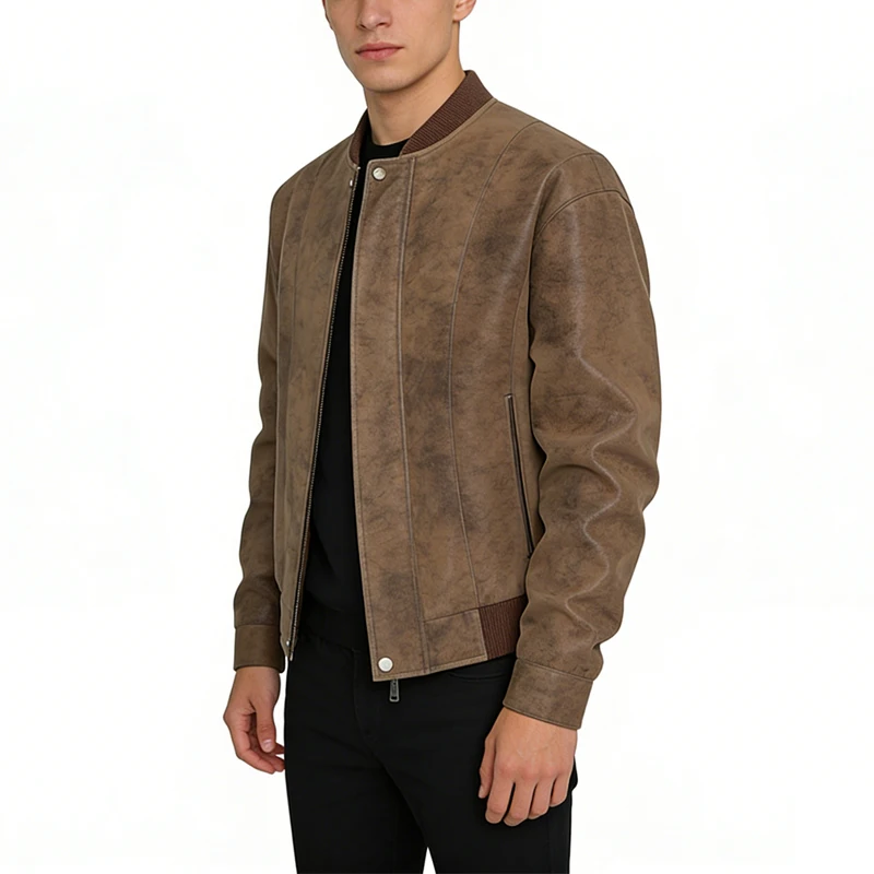 8XL Big&Tall Mens Suede PU Leather Jacket Casual Stand Collar Plus Size Windproof Motorcycle Bomber Jackets Moto Biker Outerwear