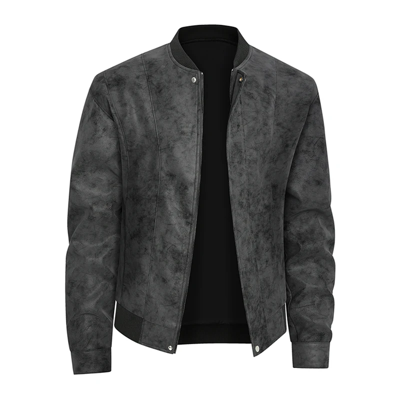 8XL Big&Tall Mens Suede PU Leather Jacket Casual Stand Collar Plus Size Windproof Motorcycle Bomber Jackets Moto Biker Outerwear