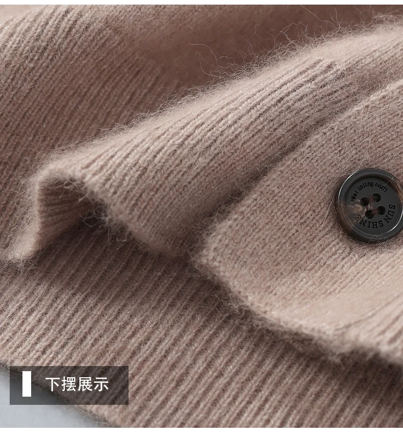 2025 Autumn Winter New Cardigan Men's V-Neck Top 100% Mink Cashmere Knitted Sweater Casual Loose Large Long Sleeved Shirt Jacket
