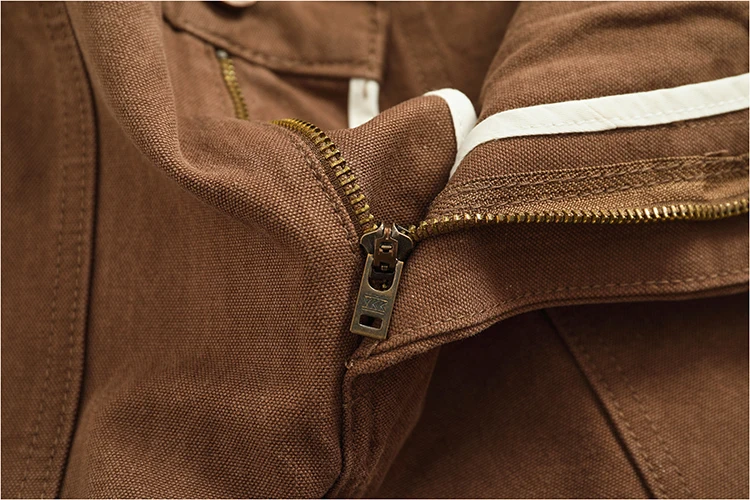 Heavy cotton high-end vintage overalls men's bead canvas grain patch fabric splicing logging motorcycle casual pants trend