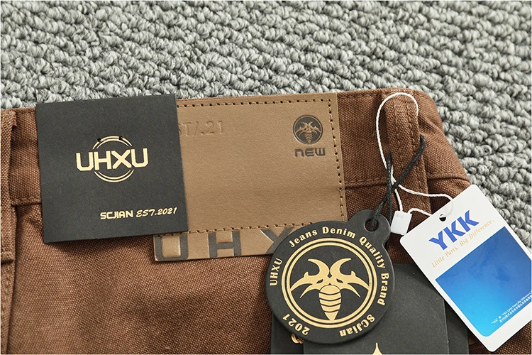Heavy cotton high-end vintage overalls men's bead canvas grain patch fabric splicing logging motorcycle casual pants trend