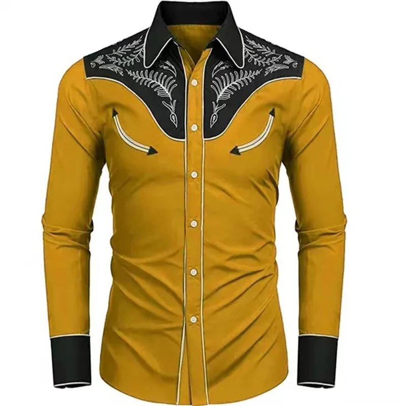 2024 New Men's Tribal Ethnic Men's Outdoor Casual Fashion Simple Shirt Party Button Lapel Long Sleeve Soft And Comfortable
