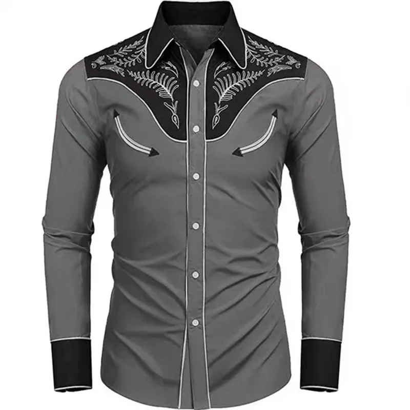 2024 New Men's Tribal Ethnic Men's Outdoor Casual Fashion Simple Shirt Party Button Lapel Long Sleeve Soft And Comfortable
