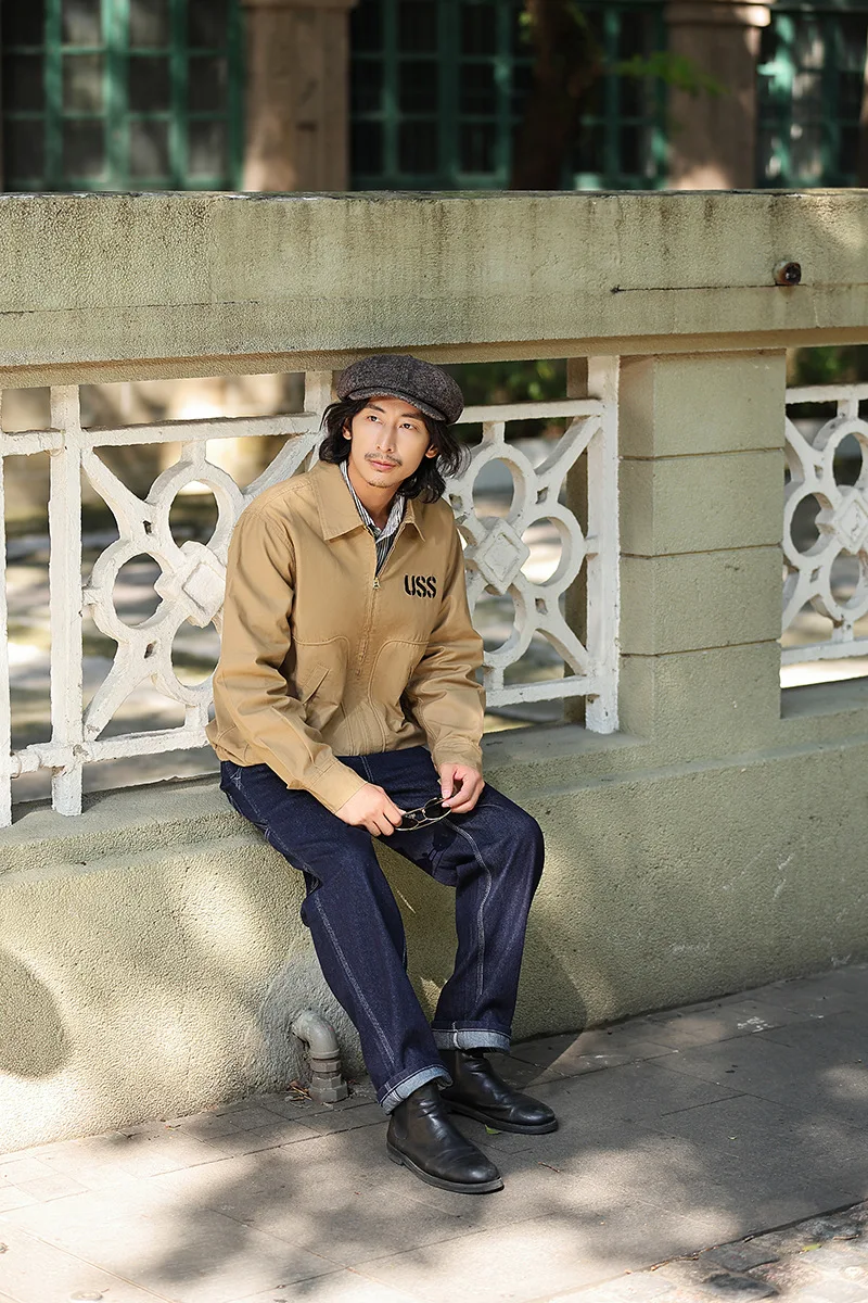 American Vintage Raw Denim Rail Worker Jeans - Americana Multi-Pocket Striped Work Pants / Outdoor Utility Trousers OKONKWO