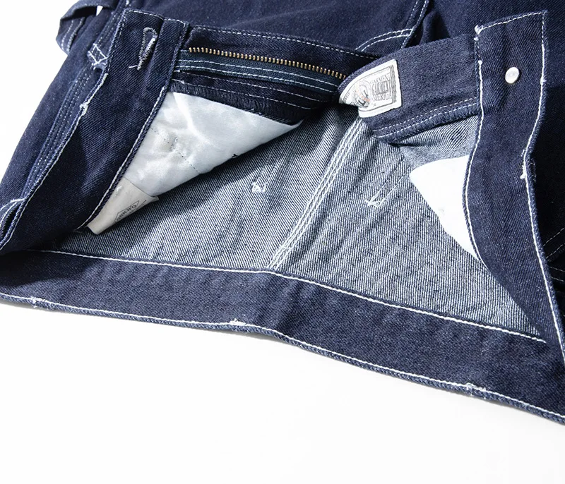 American Vintage Raw Denim Rail Worker Jeans - Americana Multi-Pocket Striped Work Pants / Outdoor Utility Trousers OKONKWO