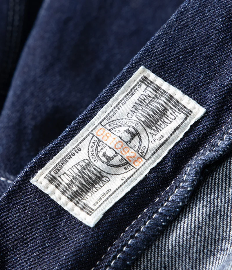 American Vintage Raw Denim Rail Worker Jeans - Americana Multi-Pocket Striped Work Pants / Outdoor Utility Trousers OKONKWO