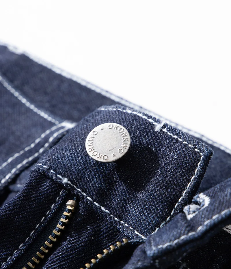 American Vintage Raw Denim Rail Worker Jeans - Americana Multi-Pocket Striped Work Pants / Outdoor Utility Trousers OKONKWO