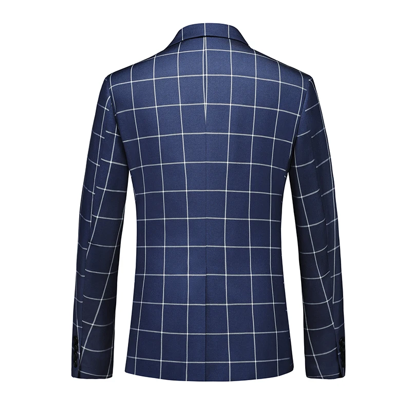 Single Breasted Plaid Suit Men's Clothing Fashion Simple Men Business Social Wedding Party Tuxedo Dress Blazers Jacket