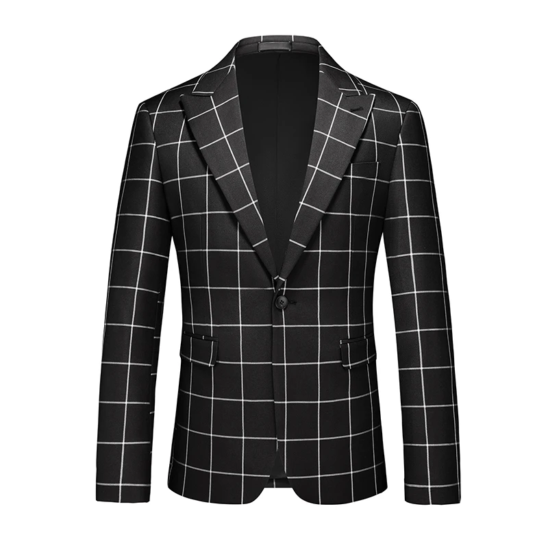 Single Breasted Plaid Suit Men's Clothing Fashion Simple Men Business Social Wedding Party Tuxedo Dress Blazers Jacket