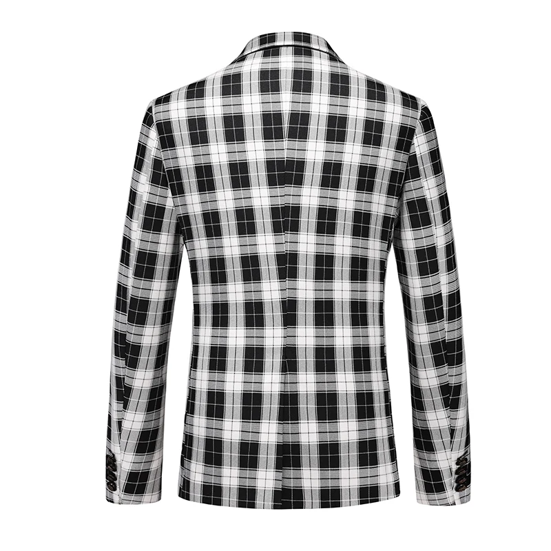 Single Breasted Plaid Suit Men's Clothing Fashion Simple Men Business Social Wedding Party Tuxedo Dress Blazers Jacket