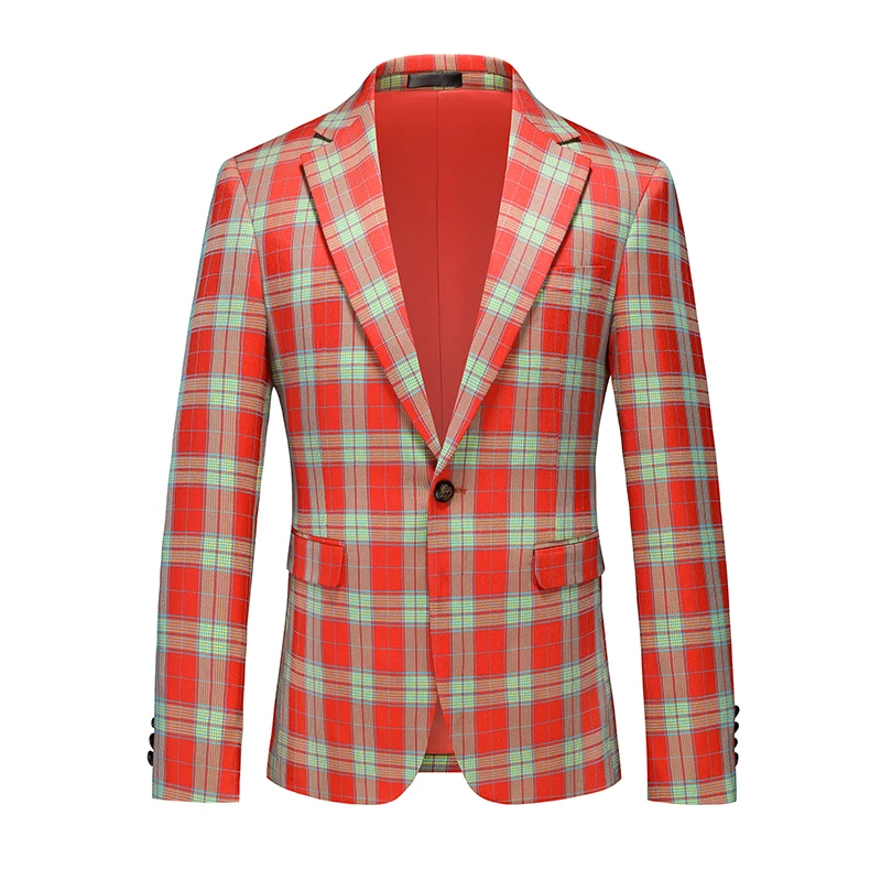 Single Breasted Plaid Suit Men's Clothing Fashion Simple Men Business Social Wedding Party Tuxedo Dress Blazers Jacket