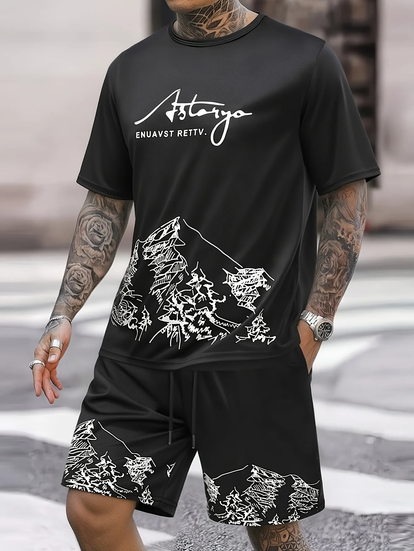 4PCS Men's Sportswear Top and Bottom Set T-shirt and Shorts Set Casual Sportswear Summer Dress Fashion Dress Men's Gift