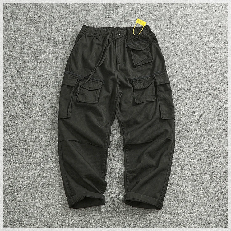 Cargo pants Men's outdoor scratch resistant material pocket loose plus size casual straight leg pants
