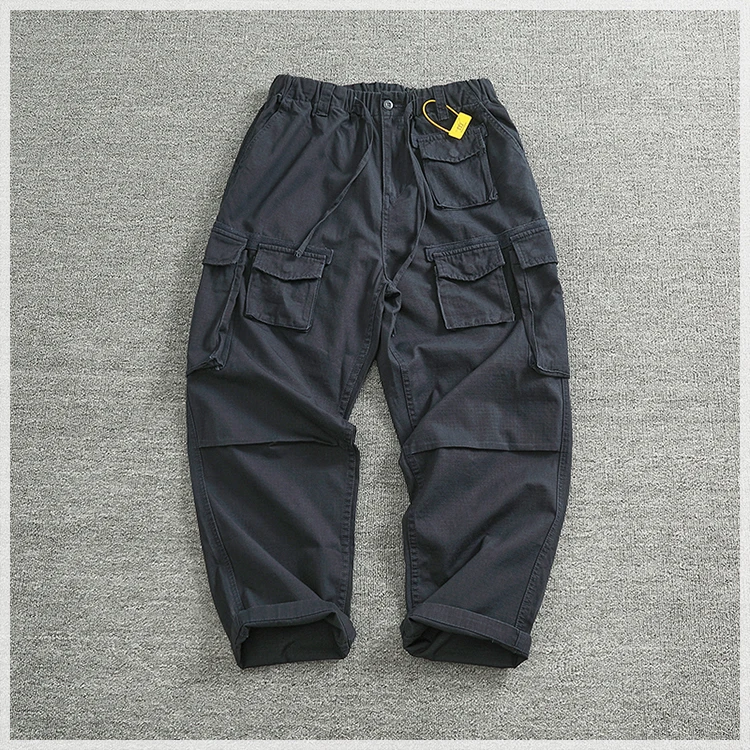 Cargo pants Men's outdoor scratch resistant material pocket loose plus size casual straight leg pants