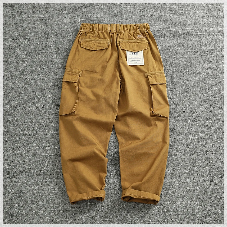Cargo pants Men's outdoor scratch resistant material pocket loose plus size casual straight leg pants