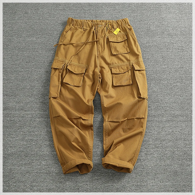 Cargo pants Men's outdoor scratch resistant material pocket loose plus size casual straight leg pants