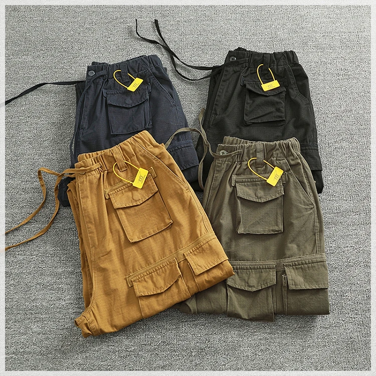 Cargo pants Men's outdoor scratch resistant material pocket loose plus size casual straight leg pants