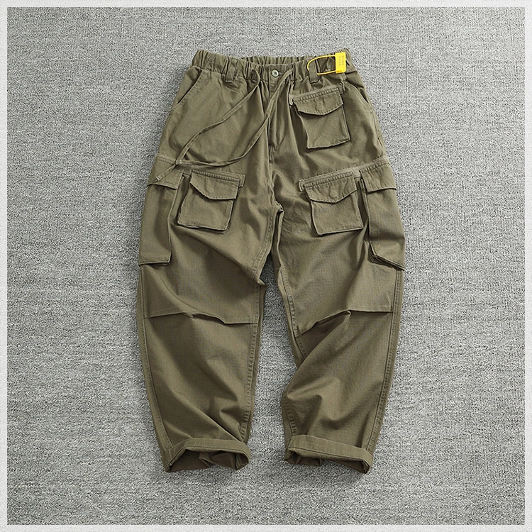 Cargo pants Men's outdoor scratch resistant material pocket loose plus size casual straight leg pants