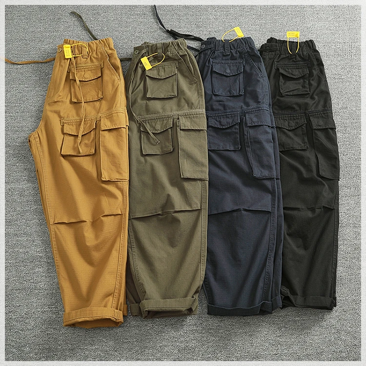Cargo pants Men's outdoor scratch resistant material pocket loose plus size casual straight leg pants
