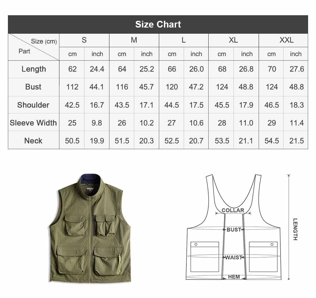 Maden Men's Casual Multi Pocket Utility Vest Lightweight Tactical Sleeveless Jacket Outdoor Hiking Vest Spring Outwear