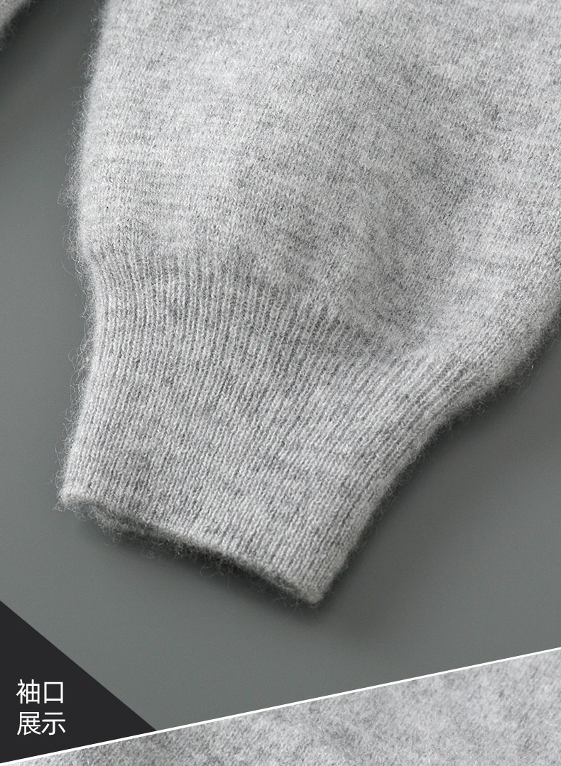 Autumn Winter New 100% Merino Wool Men's Zipper Hooded Coat Thick Sweater Warm Long Sleeved Knitted Cardigan men's coat