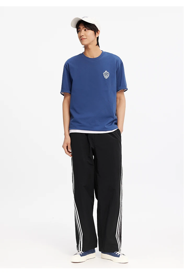 Semir Vintage Sporty Casual Pants Men Loose Straight Fit Cooling 2025 Summer New Color Block Trendy Long Pants