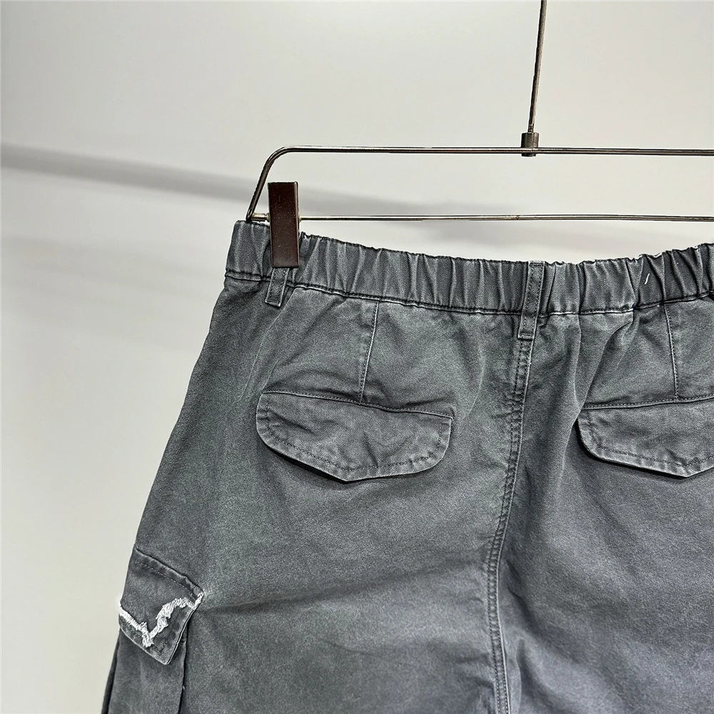 Japanese Korean Cargo Shorts For Men Summer Heavyweight Cotton 5-Inch Premium Distressed Streetwear Trendy Casual Pants Male