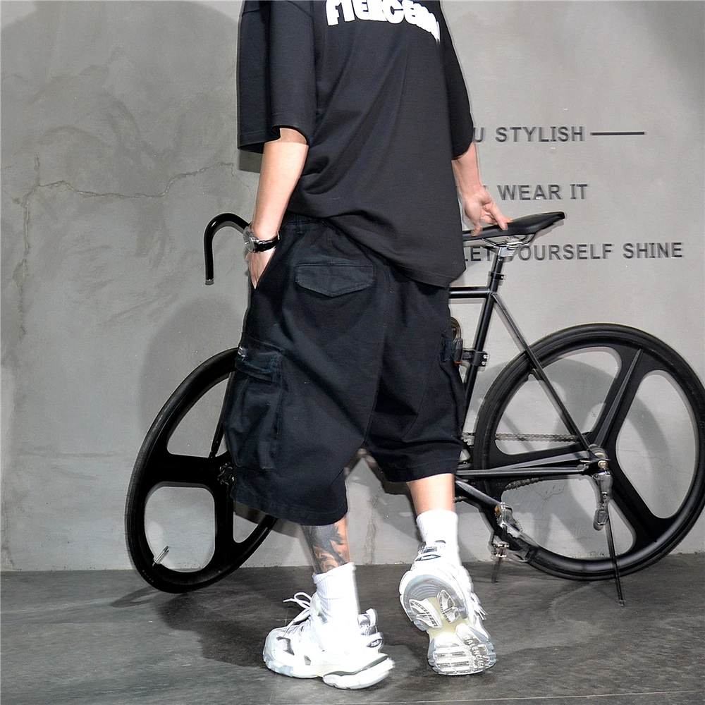 Japanese Korean Cargo Shorts For Men Summer Heavyweight Cotton 5-Inch Premium Distressed Streetwear Trendy Casual Pants Male