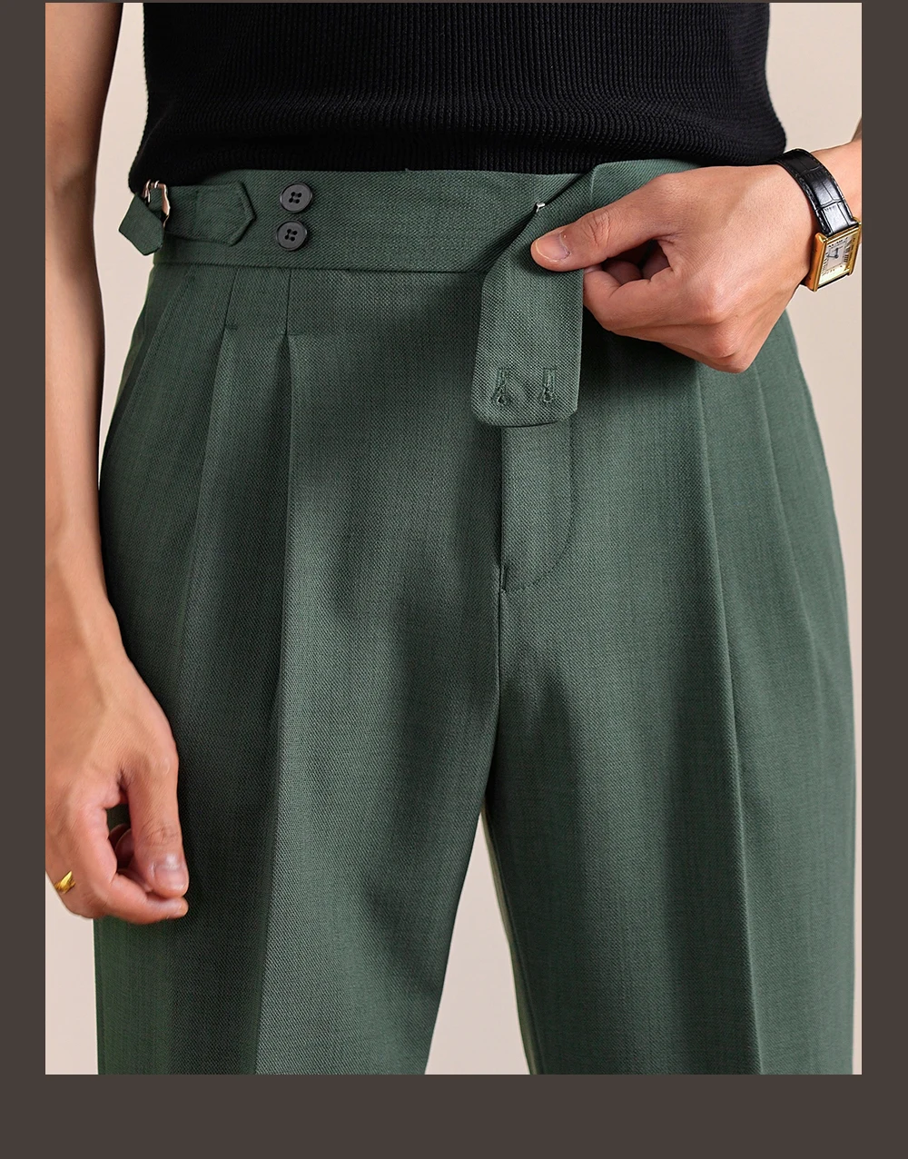2025 New Italian Style Double Pleated Neapolitan Mens Formal Pants Casual Business Straight Leg High Waist Office Trousers Men