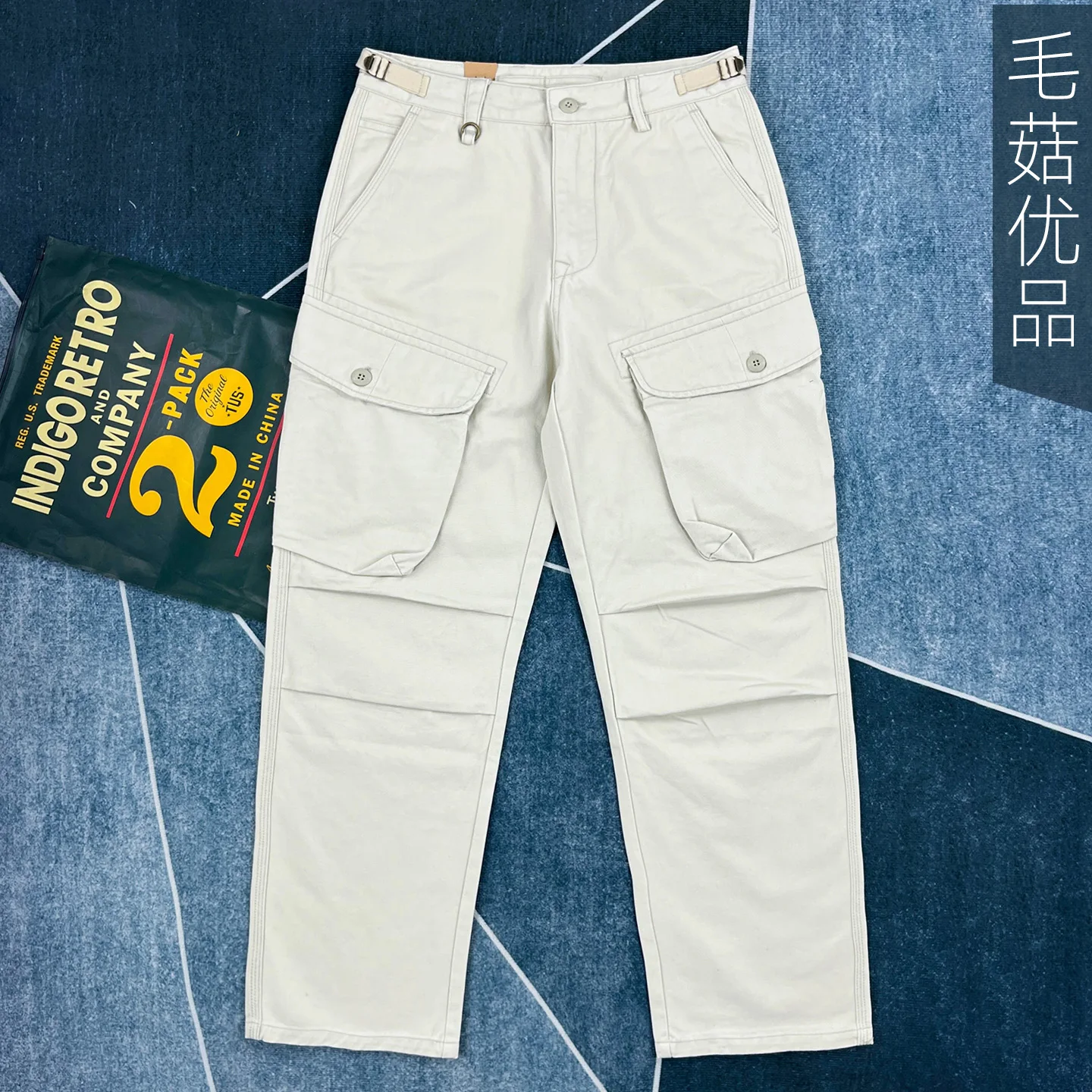 Men's Heavyweight 100% Cotton American Work Pants - Khaki Multi-Pocket Slim Straight-Leg Casual Cargo Trousers for Autumn